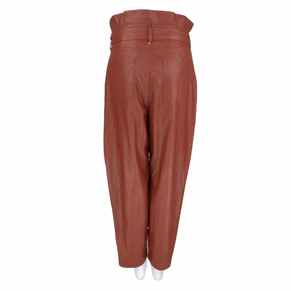 WHO WHAT WEAR Paperbag Waist Vegan Leather Pants Sz 10 - Picture 5 of 5